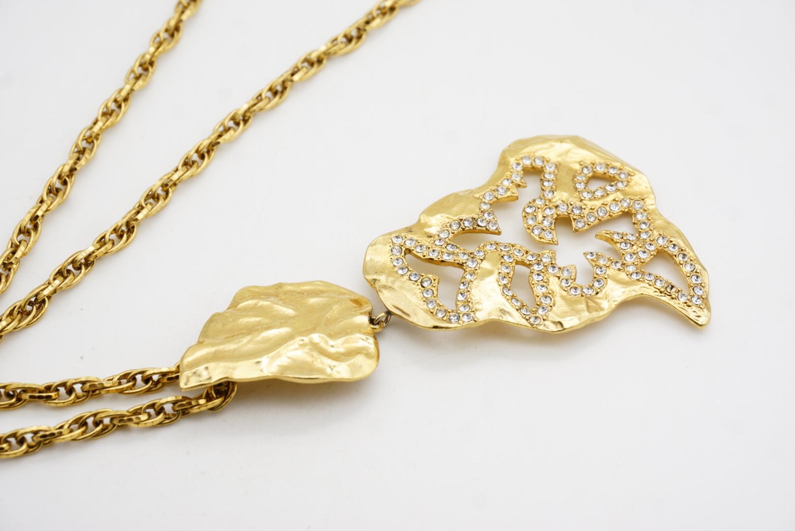 Yves Saint Laurent YSL Collar largo calado de cristal con doble hoja colgante en venta 6