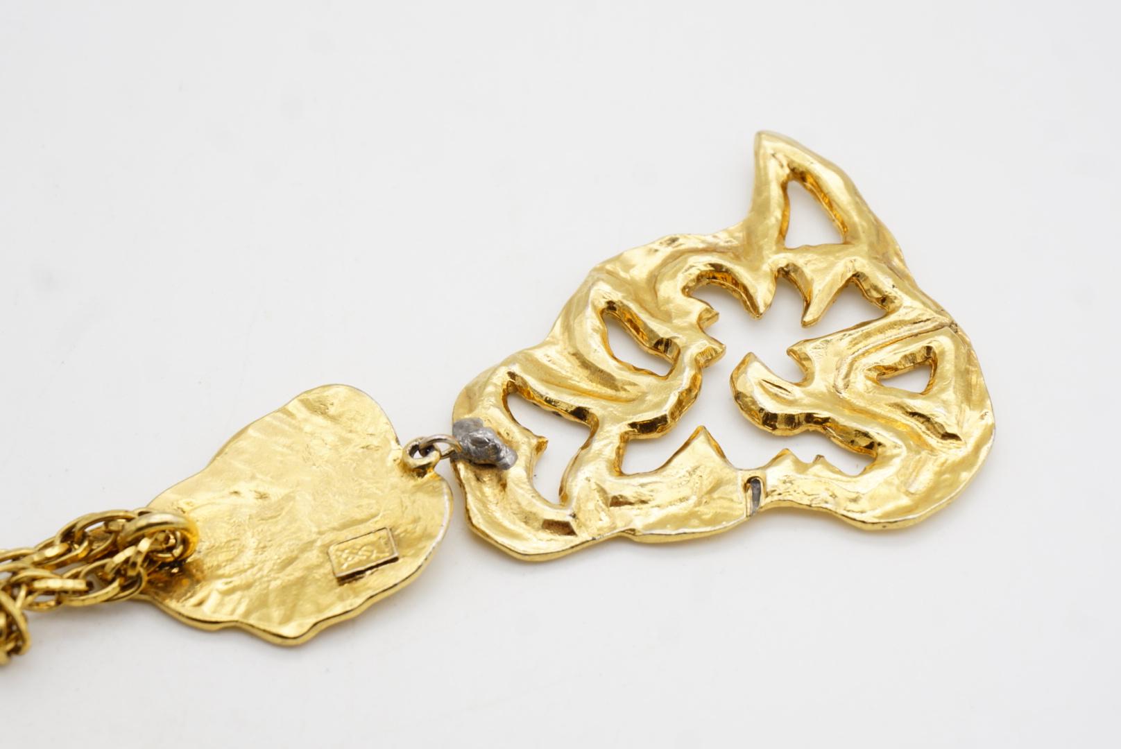 Yves Saint Laurent YSL Collar largo calado de cristal con doble hoja colgante en venta 9