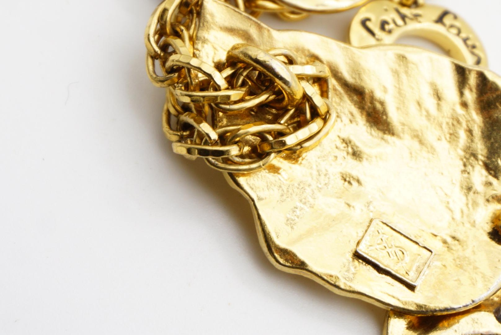 Yves Saint Laurent YSL Collar largo calado de cristal con doble hoja colgante en venta 10