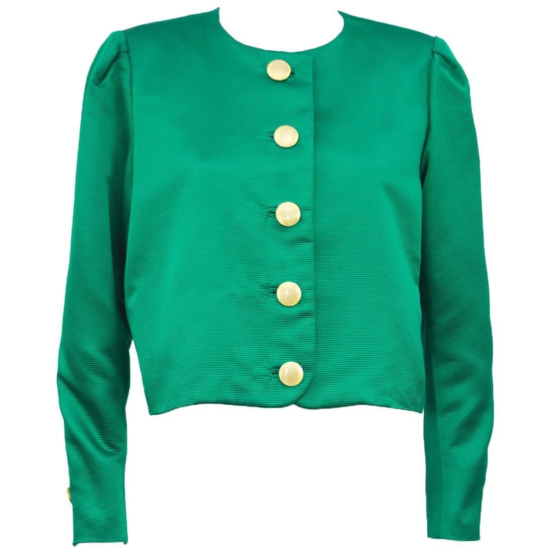 Yves Saint Laurent YSL Smaragdgrüne Jacke, 1980er Jahre