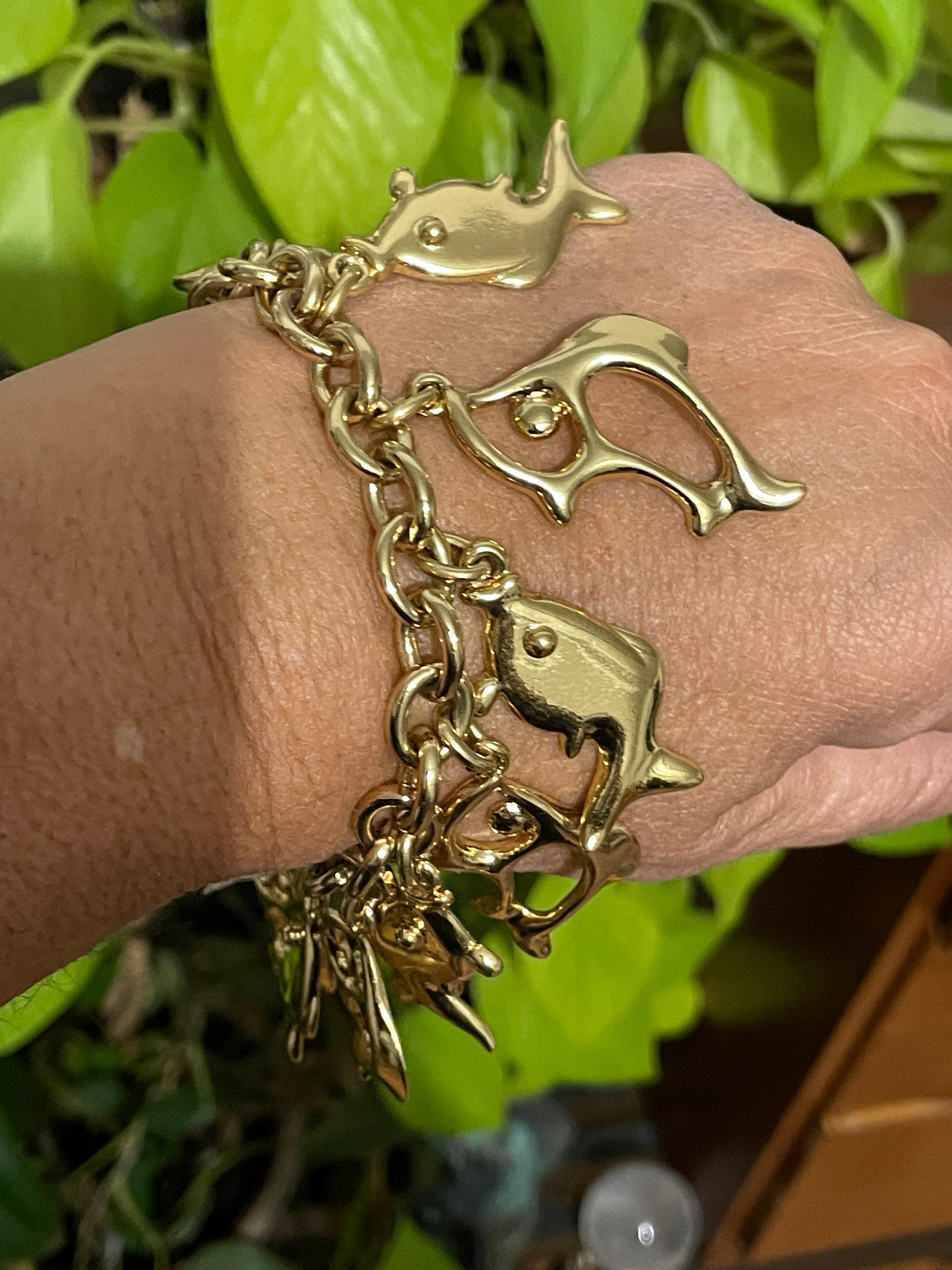 Yves Saint Laurent YSL Fish Charm Bracelet 1980s For Sale 4