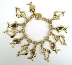 Yves Saint Laurent YSL Fish Charm Bracelet 1980s
