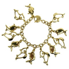 Retro Yves Saint Laurent YSL Fish Charm Bracelet 1980s