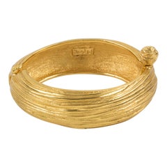 Yves Saint Laurent YSL Gilt Metal Clamper Bracelet