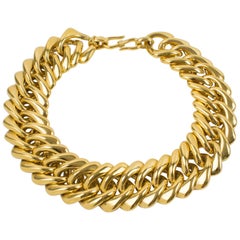 Yves Saint Laurent YSL Gilt Metal Massive Chain Necklace