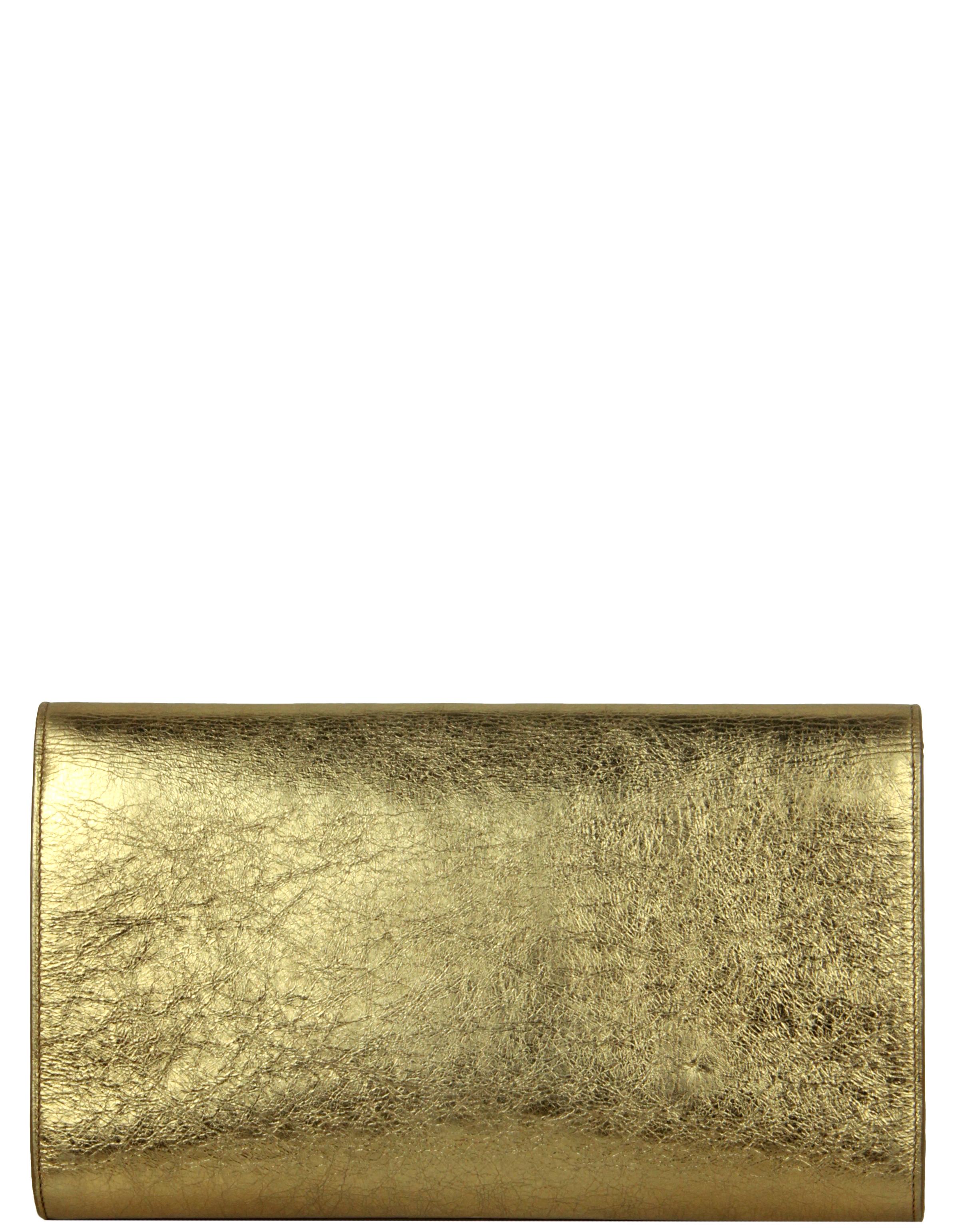 Yves Saint Laurent YSL Gold Large Belle De Jour Clutch Bag In Good Condition In New York, NY
