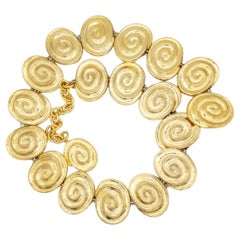 Yves Saint Laurent YSL Gold Medaillon Oval Shell Link Chunky Belt Lange Halskette