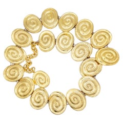 Yves Saint Laurent YSL Gold Medaillon Oval Shell Link Chunky Belt Lange Halskette
