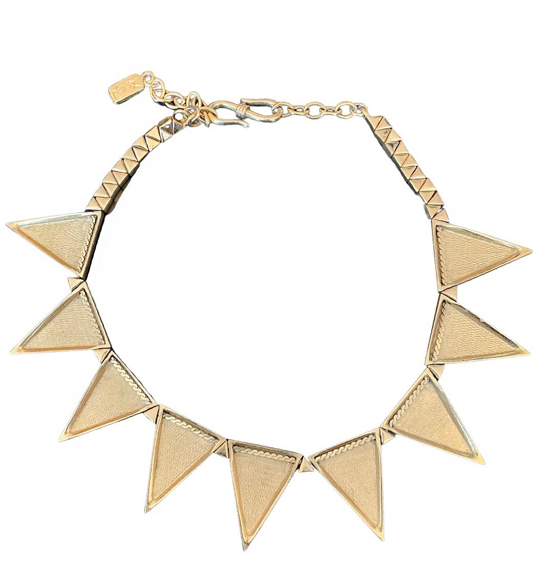 Modernist Yves Saint Laurent YSL Gold Spike Necklace 1980s For Sale