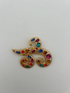 Yves Saint Laurent YSL Gold Tone Brooch