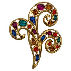 Yves Saint Laurent YSL Gold Tone Brooch