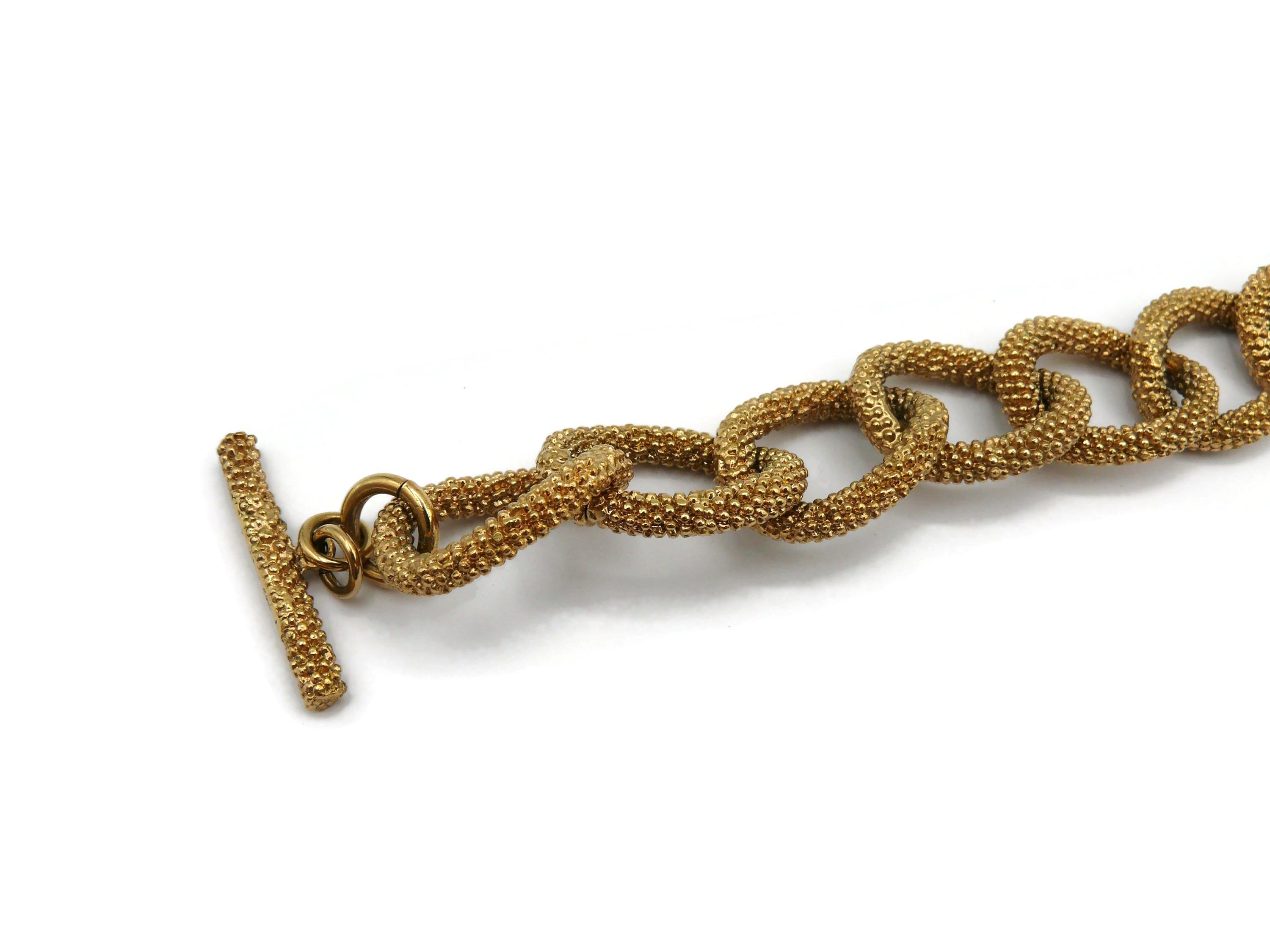 YVES SAINT LAURENT YSL Pulsera con Logotipo en Cadena Dorada en venta 7