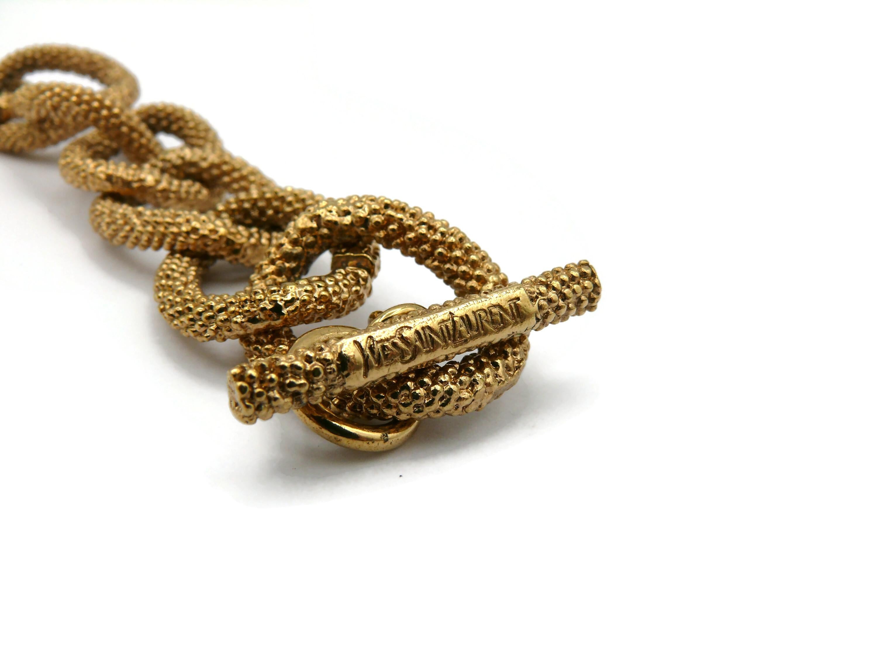 YVES SAINT LAURENT YSL Gold Tone Chain Logo Charm Bracelet For Sale 8