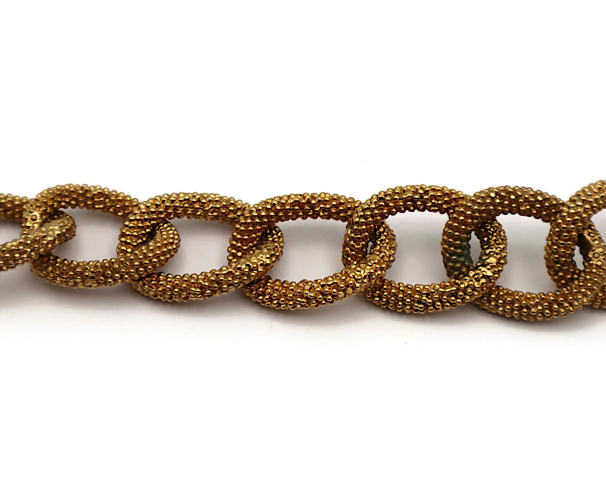 YVES SAINT LAURENT YSL Bracciale con catena e logo in oro in vendita 2