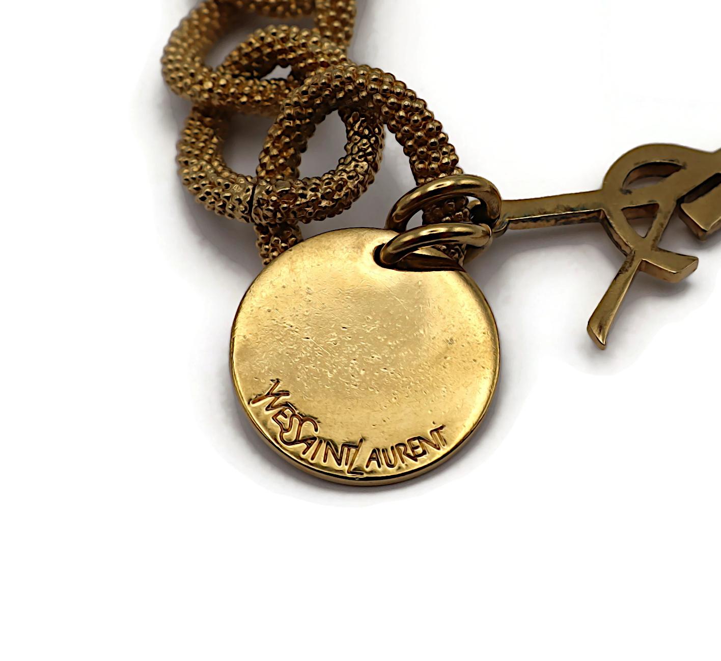 YVES SAINT LAURENT YSL Bracciale con catena e logo in oro in vendita 6