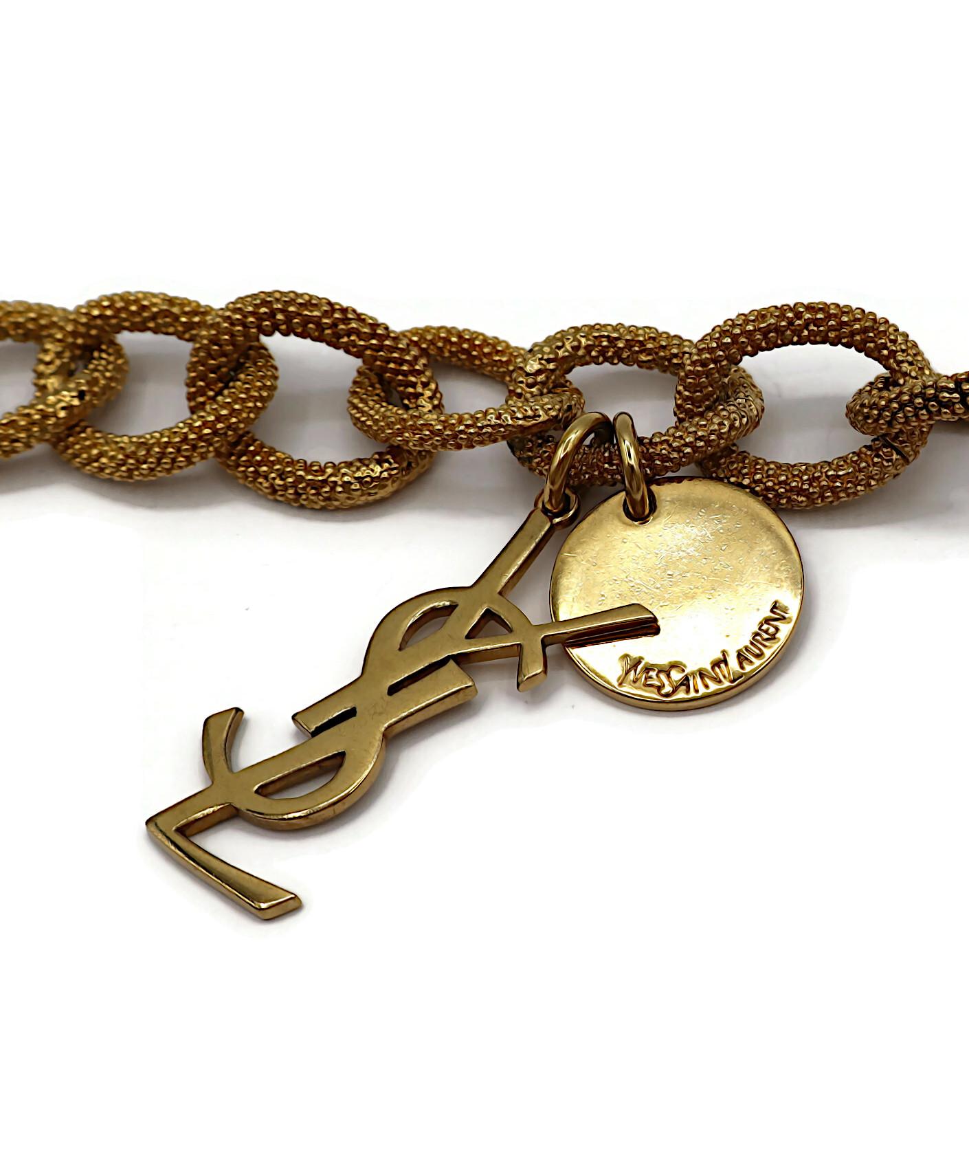 YVES SAINT LAURENT YSL Collar Logotipo Cadena Dorada en venta 7