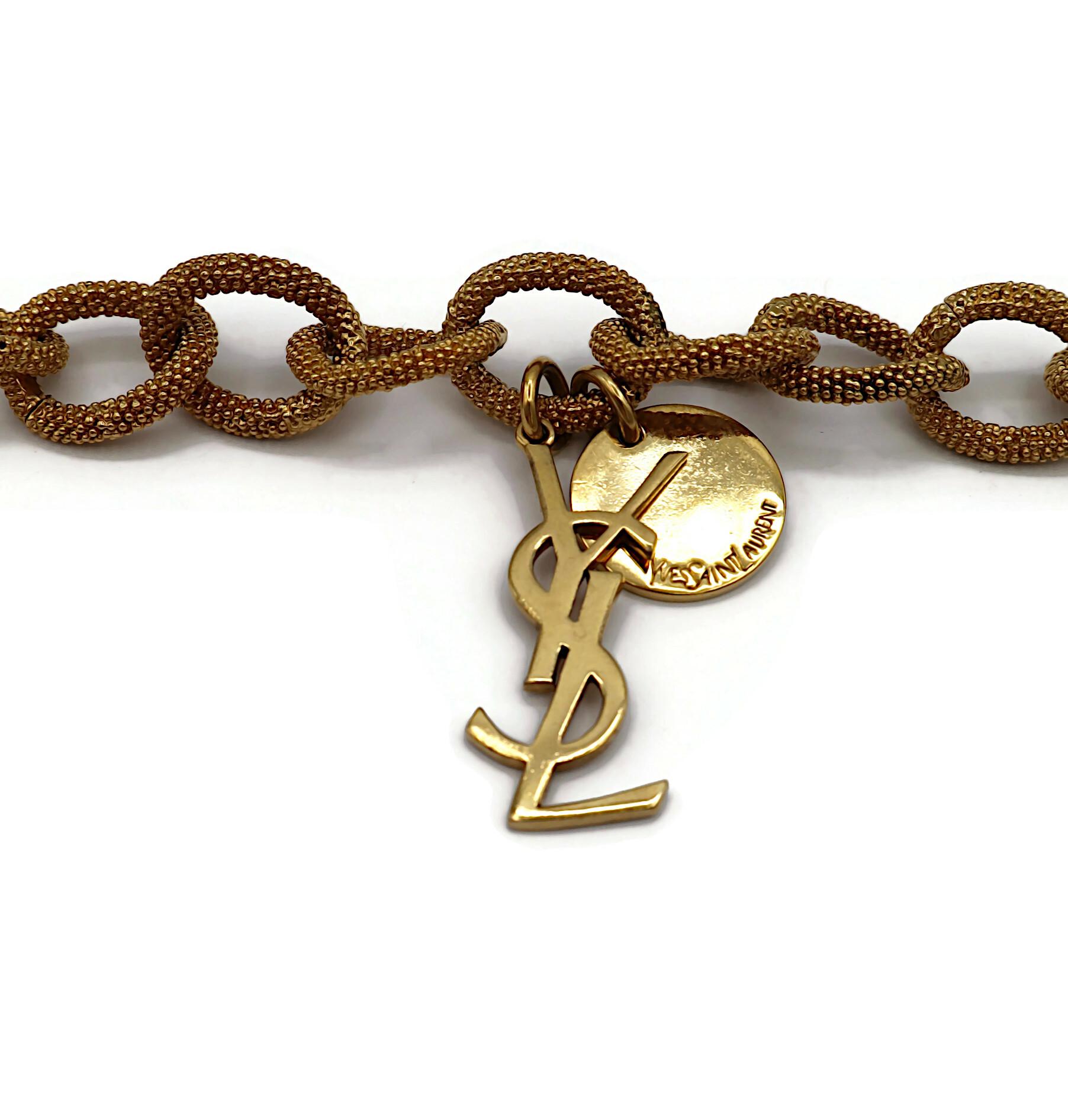 YVES SAINT LAURENT YSL Collar Logotipo Cadena Dorada en venta 2