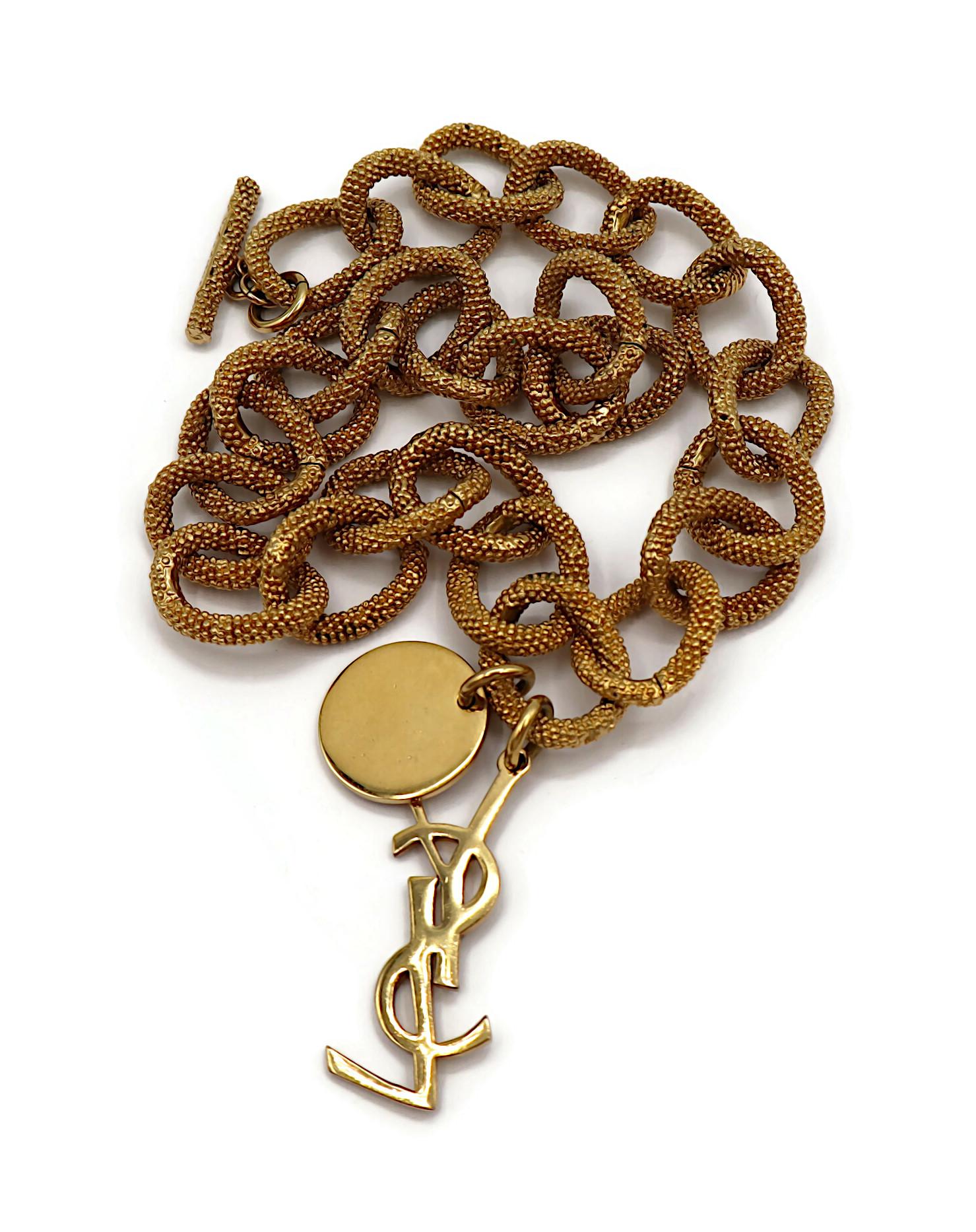 YVES SAINT LAURENT YSL Collar Logotipo Cadena Dorada en venta 6