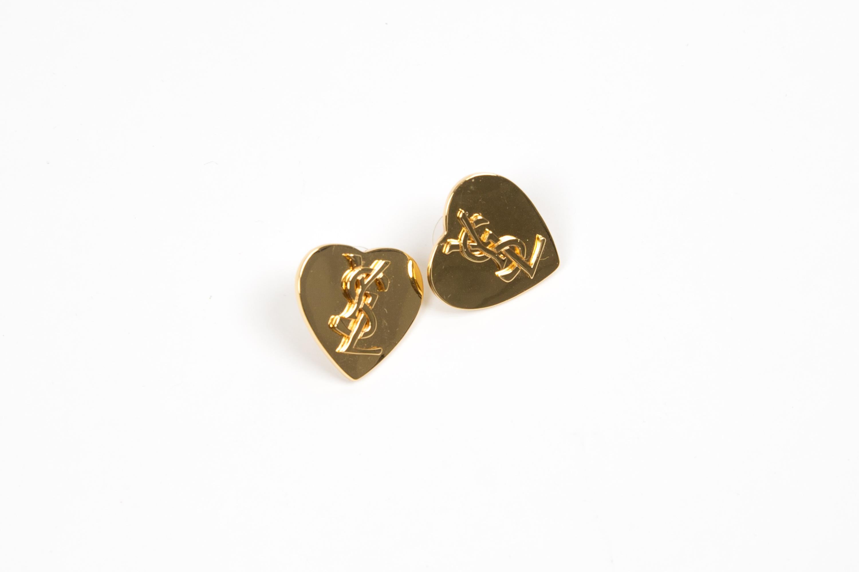 Yves Saint Laurent Boucles d'oreilles coeur en or 2.5X2.5 1