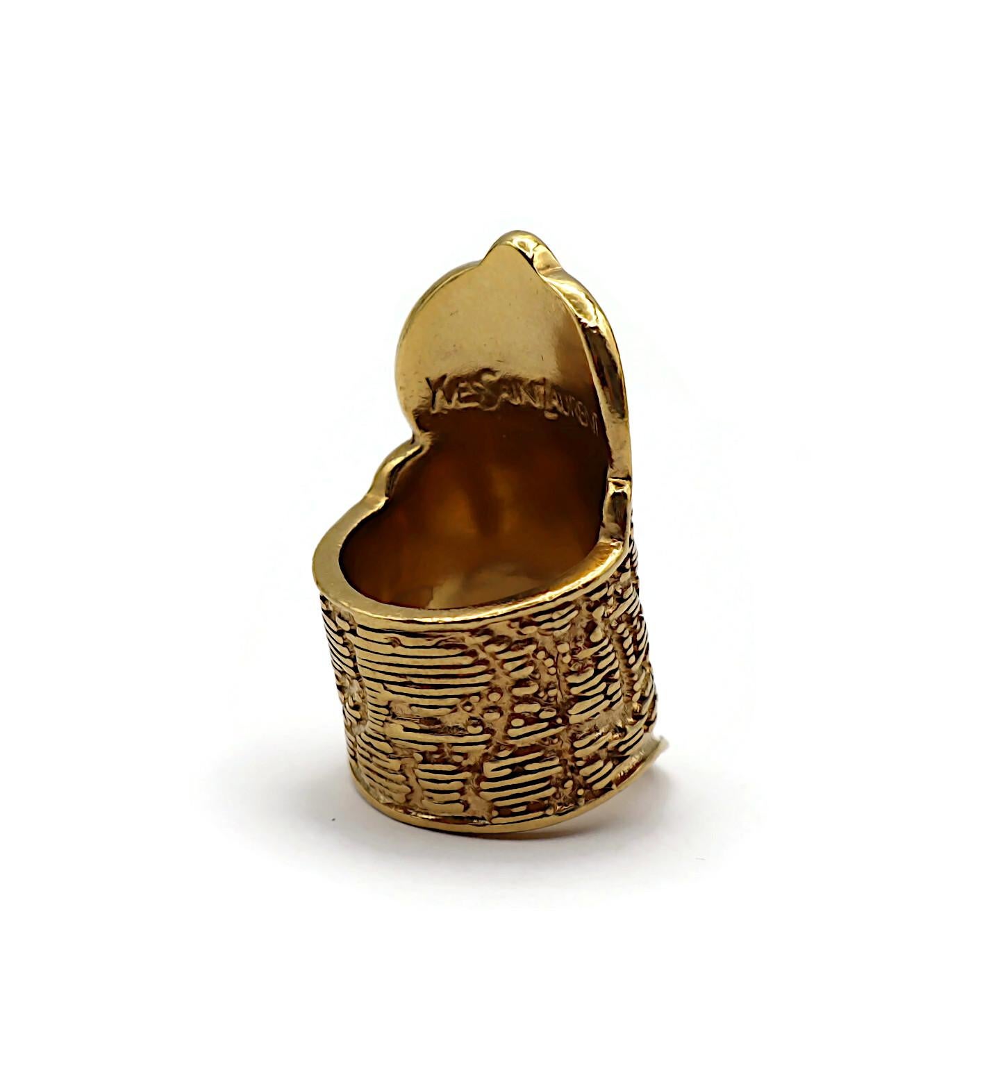 Yves Saint Laurent YSL Gold Tone Lacy Ring For Sale 2