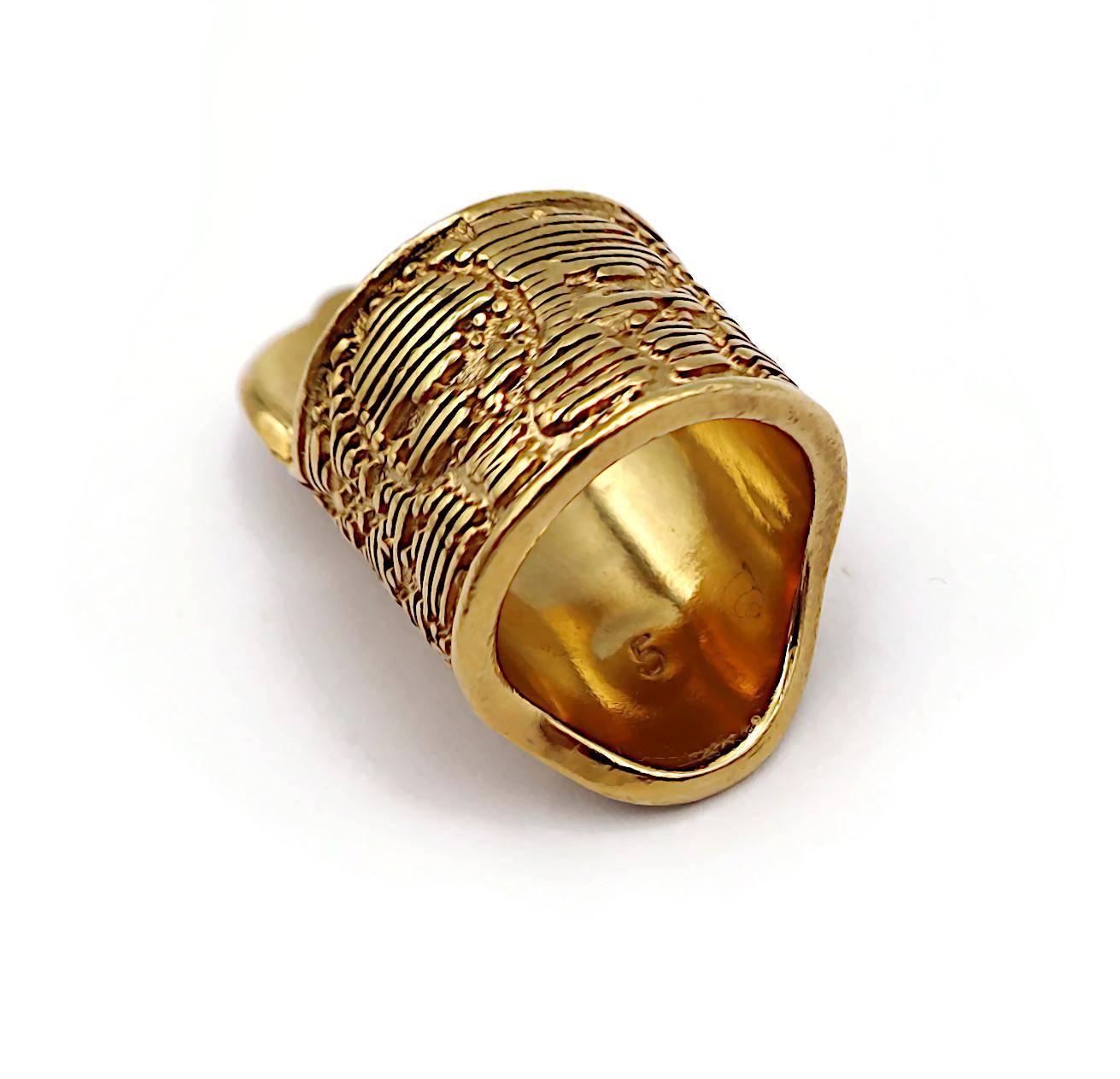 Yves Saint Laurent YSL Gold Tone Lacy Ring For Sale 3