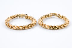 Yves Saint Laurent YSL Gold Tone Large Hoop Clip On Earrings