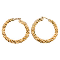 Yves Saint Laurent YSL Gold Tone Large Hoop Clip On Earrings