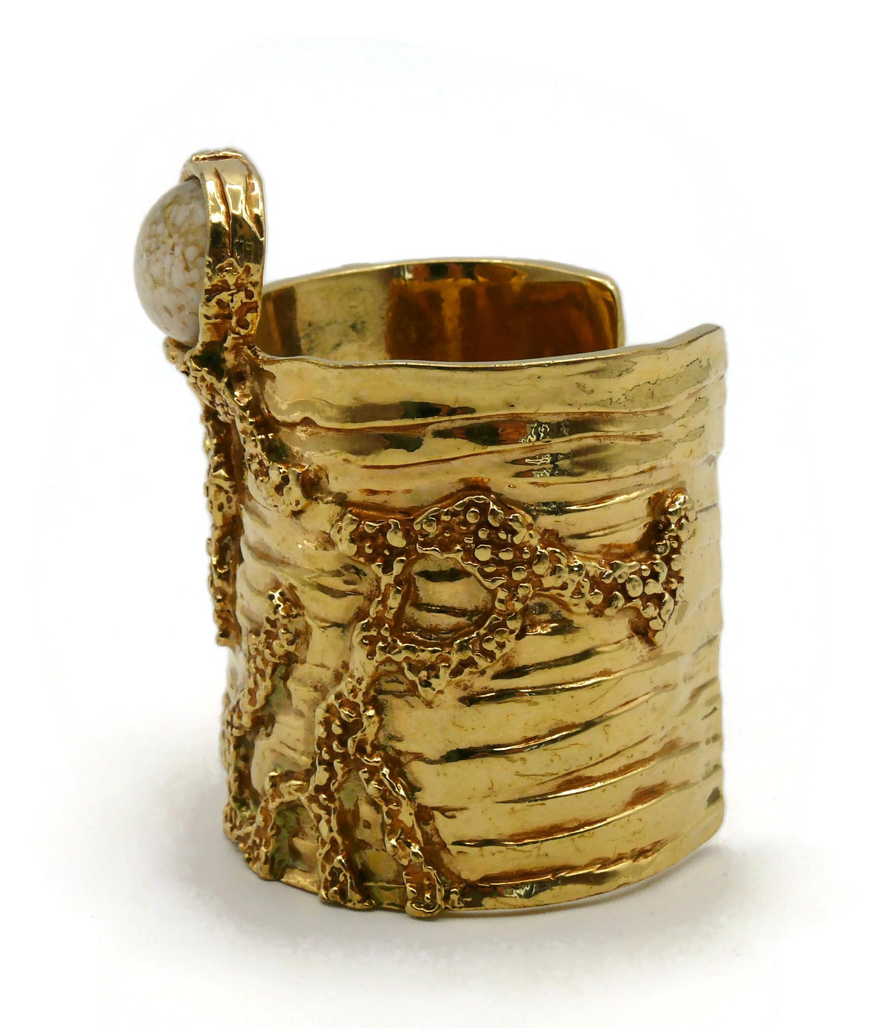 Women's Yves Saint Laurent YSL Gold Toned Arty Cuff Bracelet