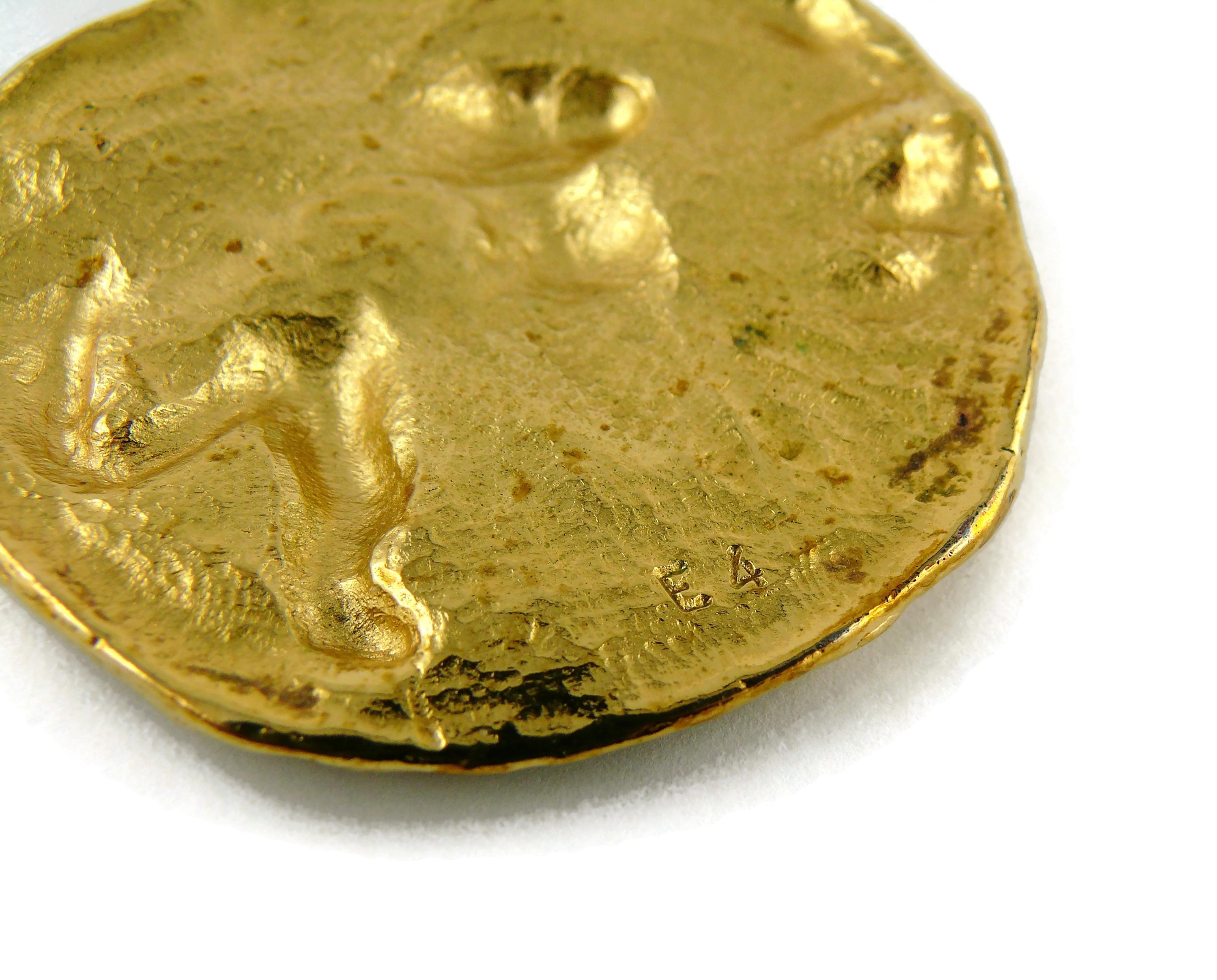 Yves Saint Laurent YSL Gold Toned Mythological Creature Medallion Necklace 9