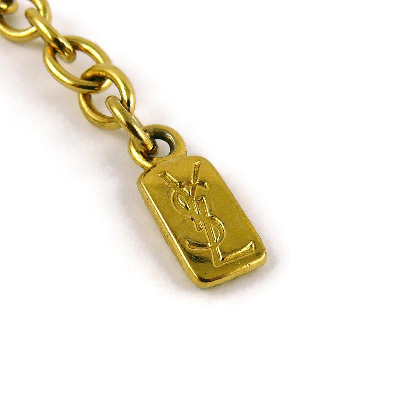 Yves Saint Laurent YSL Gold Toned Rock Crystal Prism Necklace 5