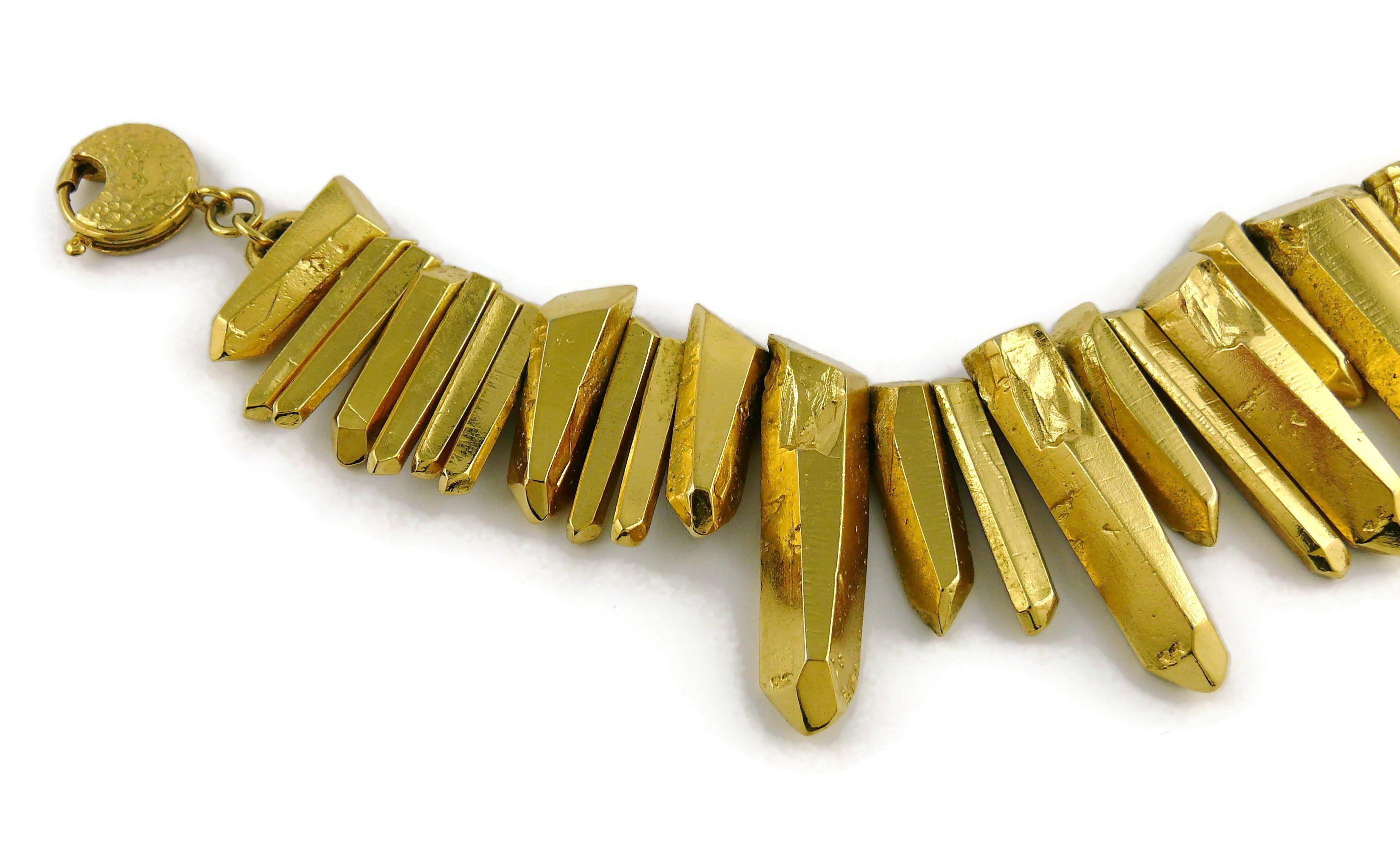 Women's Yves Saint Laurent YSL Gold Toned Rock Crystal Prism Necklace