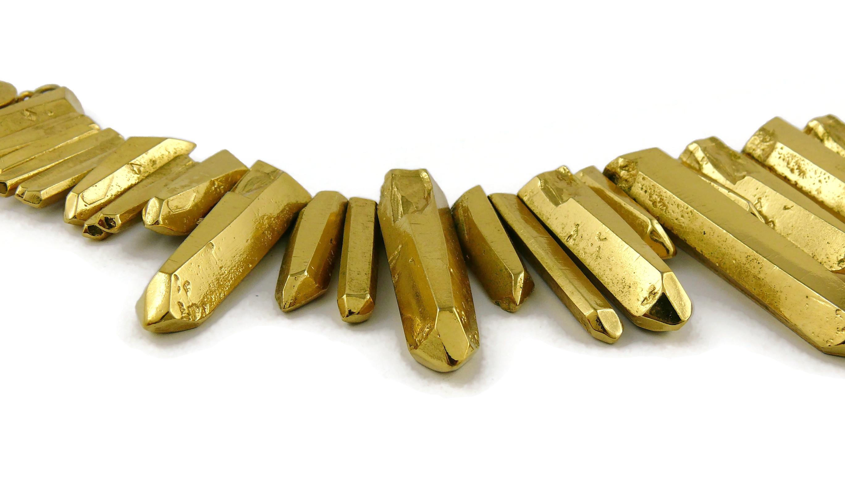Yves Saint Laurent YSL Gold Toned Rock Crystal Prism Necklace 1