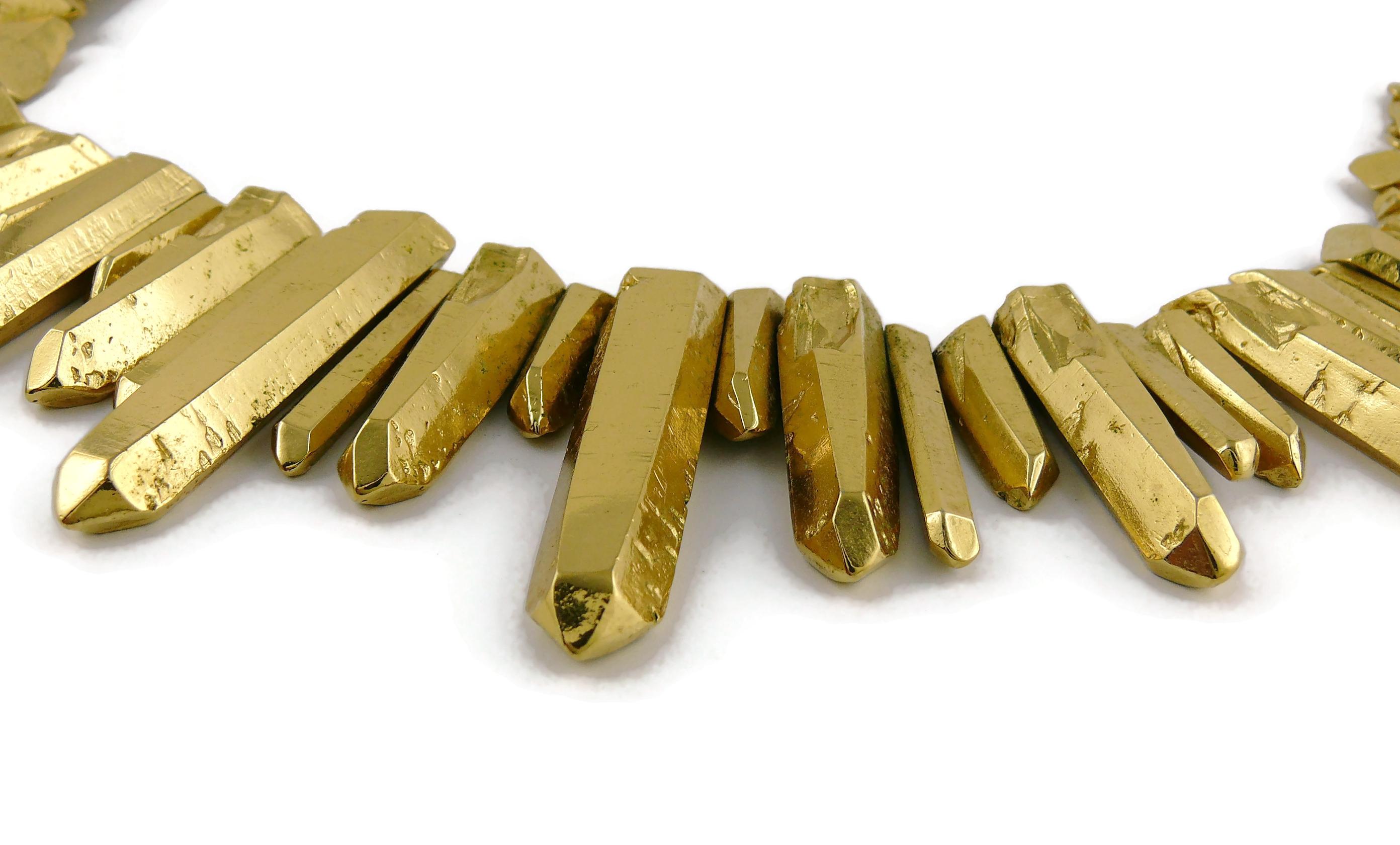 Yves Saint Laurent YSL Gold Toned Rock Crystal Prism Necklace 2