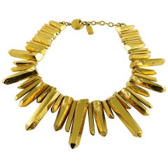 Yves Saint Laurent YSL Gold Toned Rock Crystal Prism Necklace