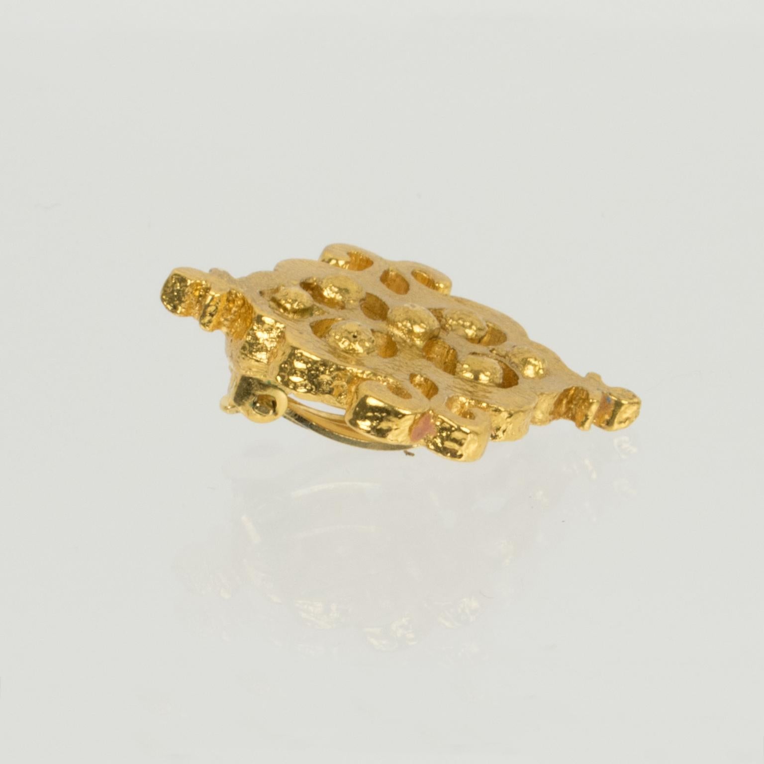 Yves Saint Laurent YSL Goldtone Textured Earrings For Sale 1