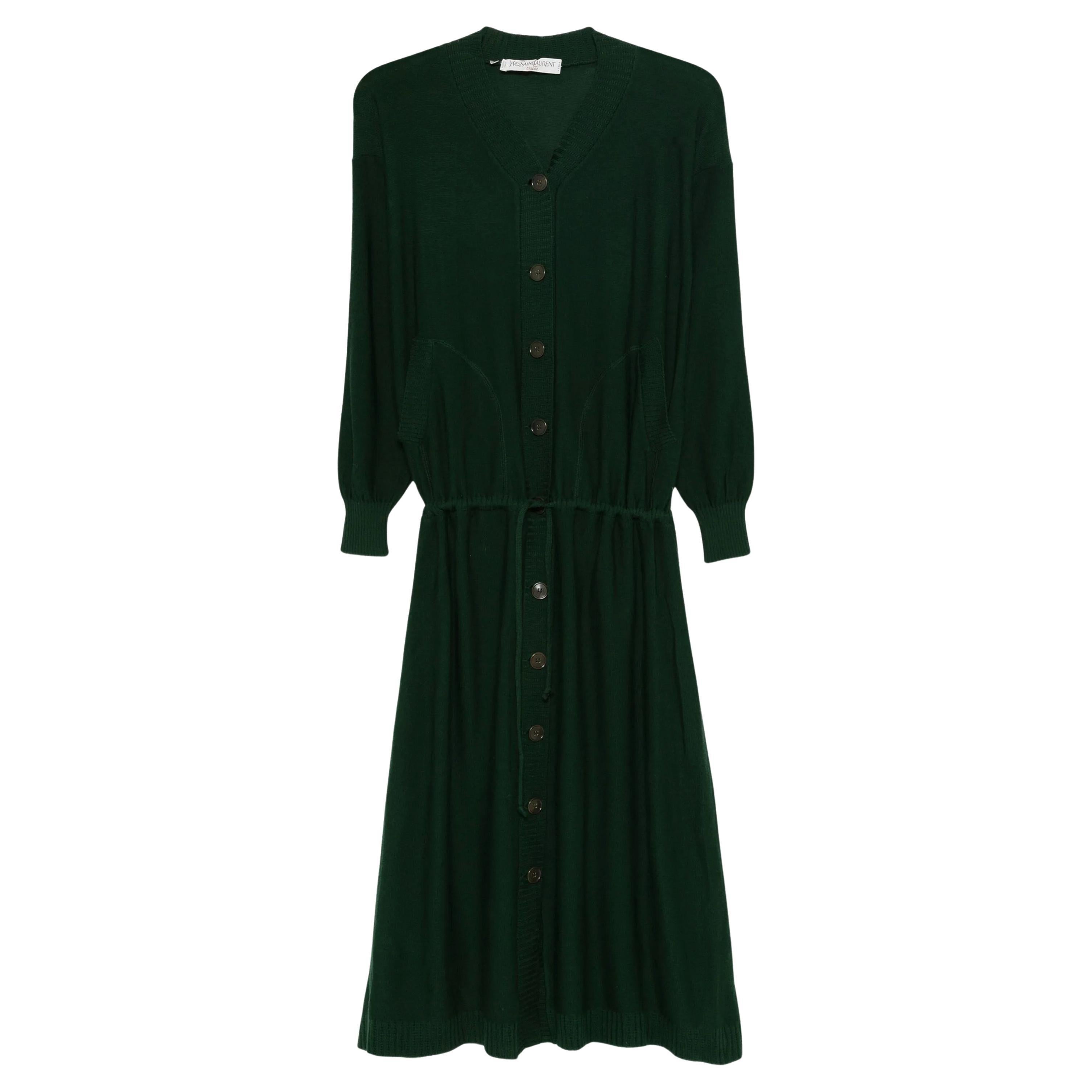 Yves Saint Laurent YSL Green Wool Dress