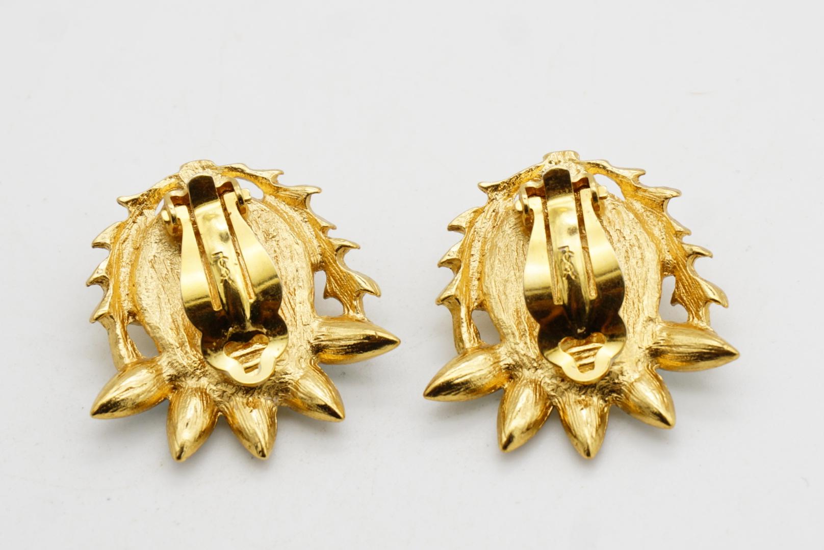 Yves Saint Laurent YSL Orecchini Gripoix Blu Giallo Cardo Fiore di Gelatina in vendita 6