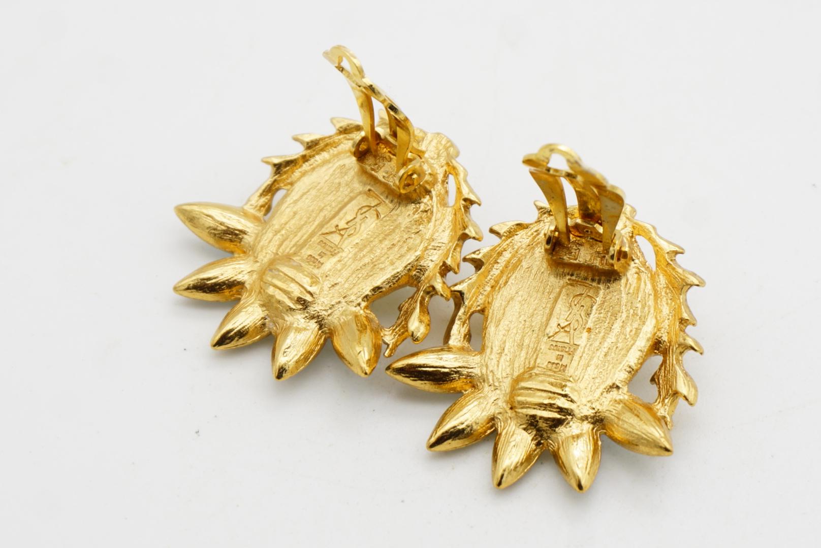 Yves Saint Laurent YSL Orecchini Gripoix Blu Giallo Cardo Fiore di Gelatina in vendita 7