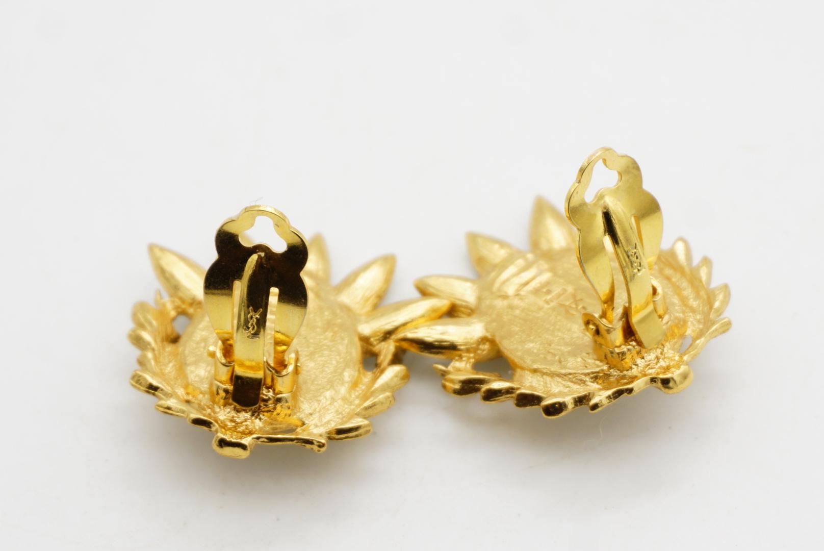 Yves Saint Laurent YSL Orecchini Gripoix Blu Giallo Cardo Fiore di Gelatina in vendita 8