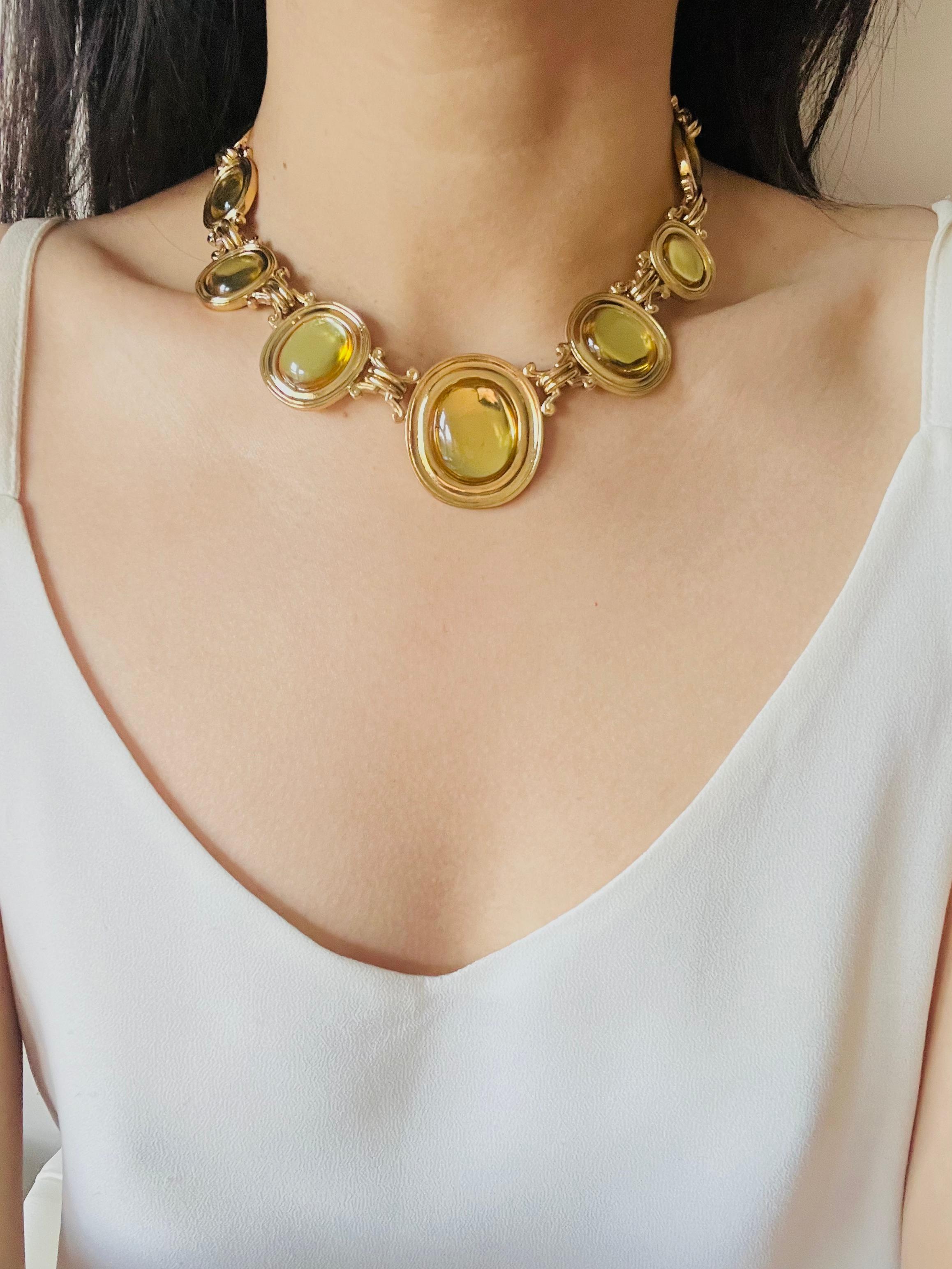 Yves Saint Laurent YSL Gripoix Citrin Topas Oval Cabochon Kristall Gold Halskette im Angebot 5