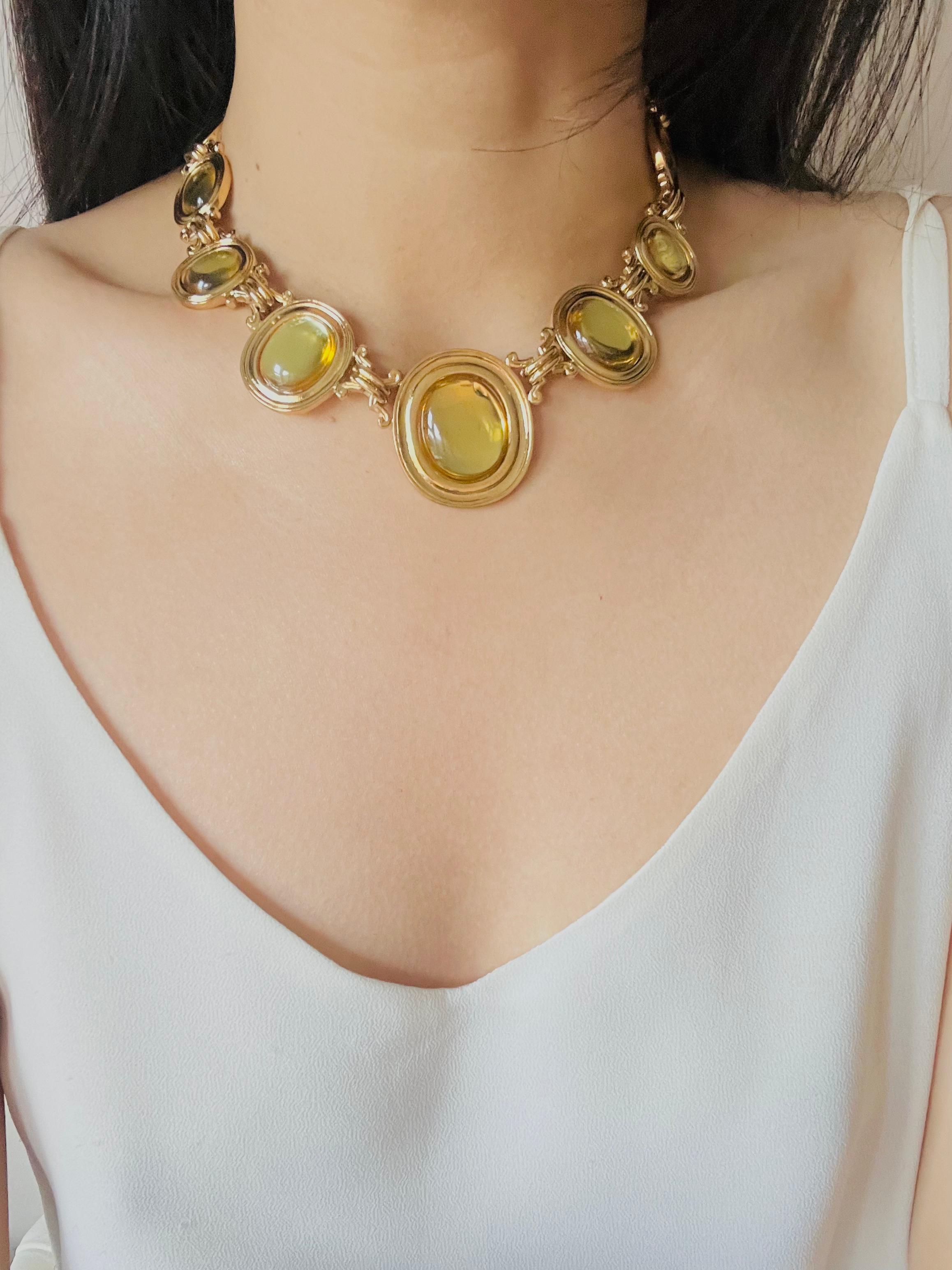 Yves Saint Laurent YSL Gripoix Citrin Topas Oval Cabochon Kristall Gold Halskette im Angebot 6