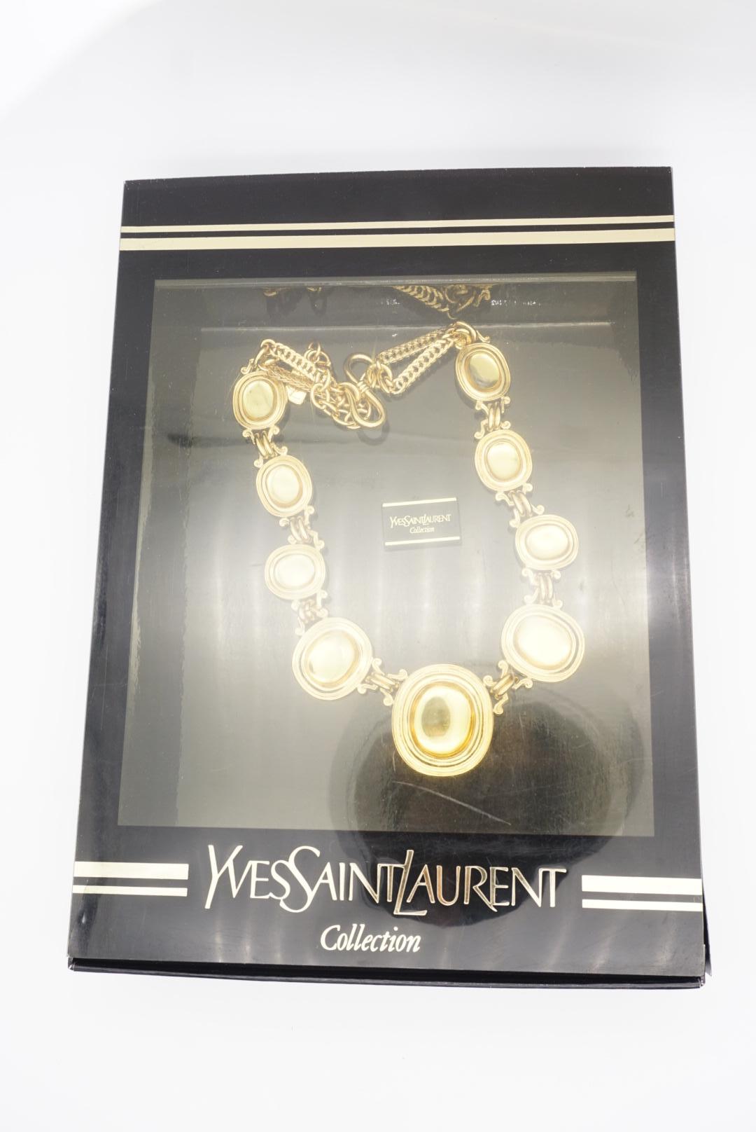 Yves Saint Laurent YSL Gripoix Citrin Topas Oval Cabochon Kristall Gold Halskette im Angebot 7