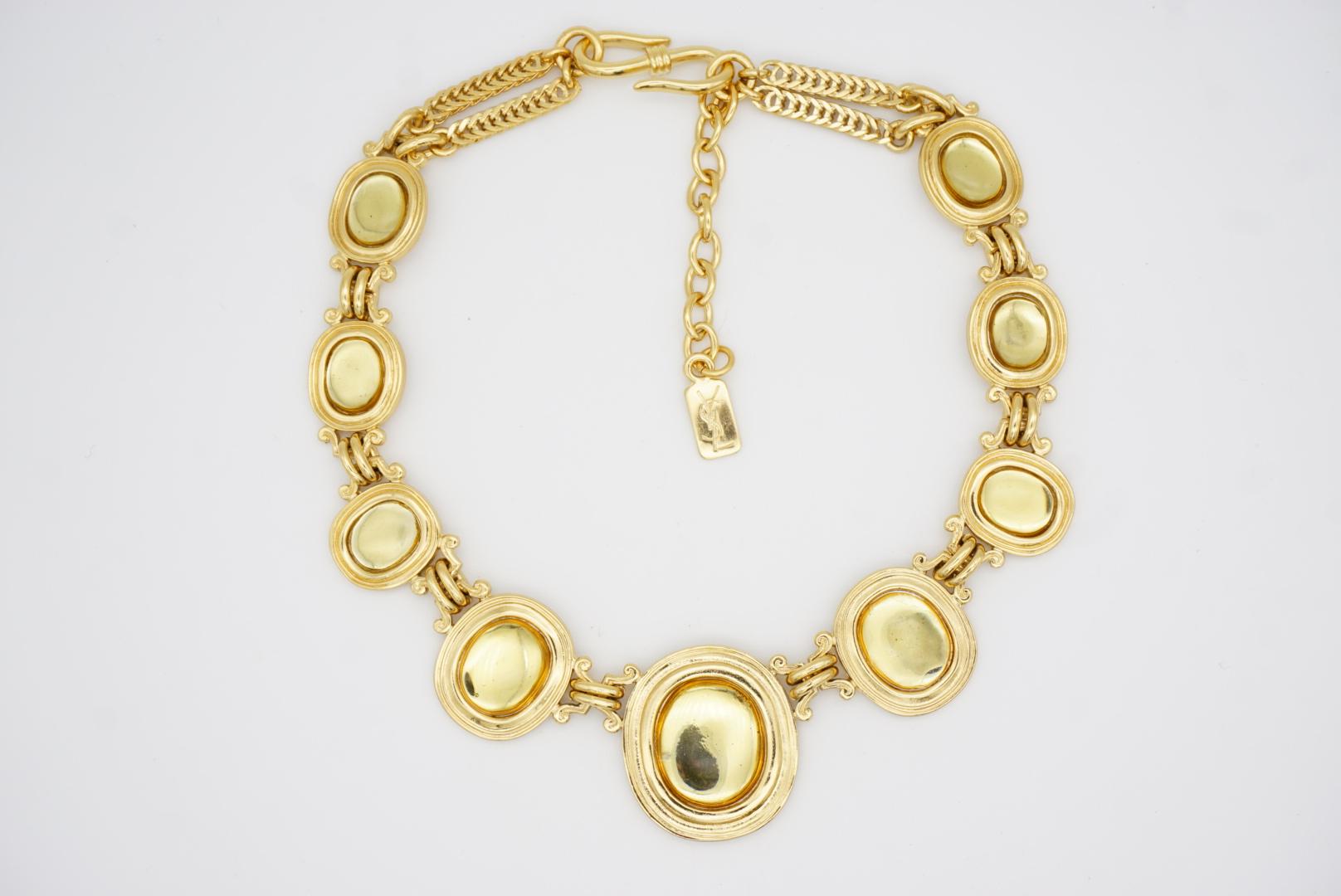 Yves Saint Laurent YSL Gripoix Citrin Topas Oval Cabochon Kristall Gold Halskette im Angebot 8