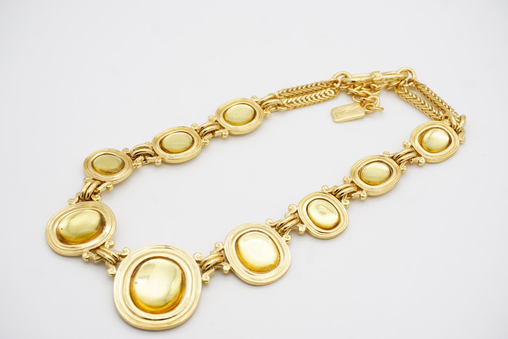 Yves Saint Laurent YSL Gripoix Citrin Topas Oval Cabochon Kristall Gold Halskette im Angebot 9