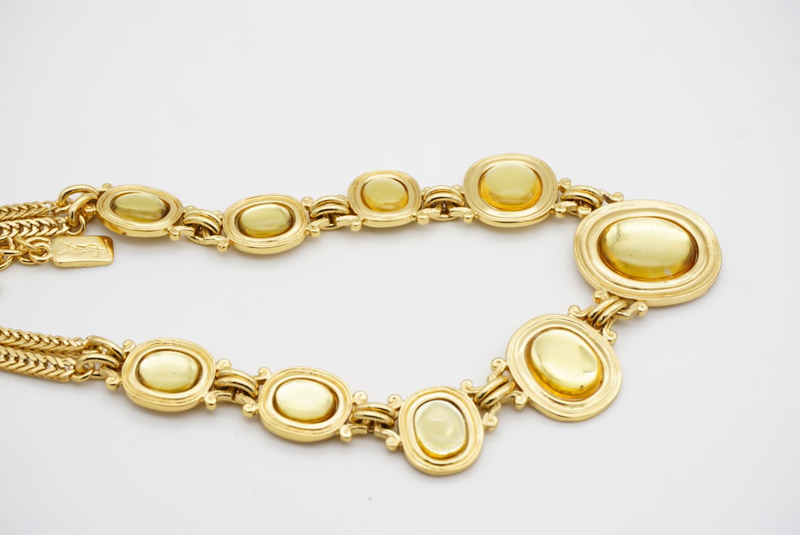 Yves Saint Laurent YSL Gripoix Citrin Topas Oval Cabochon Kristall Gold Halskette im Angebot 10