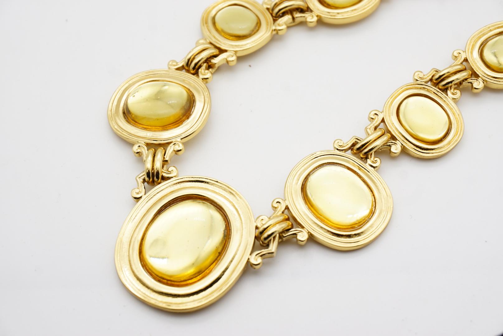 Yves Saint Laurent YSL Gripoix Citrin Topas Oval Cabochon Kristall Gold Halskette im Angebot 11