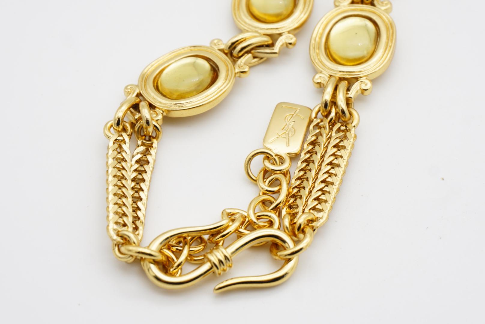 Yves Saint Laurent YSL Gripoix Citrin Topas Oval Cabochon Kristall Gold Halskette im Angebot 12