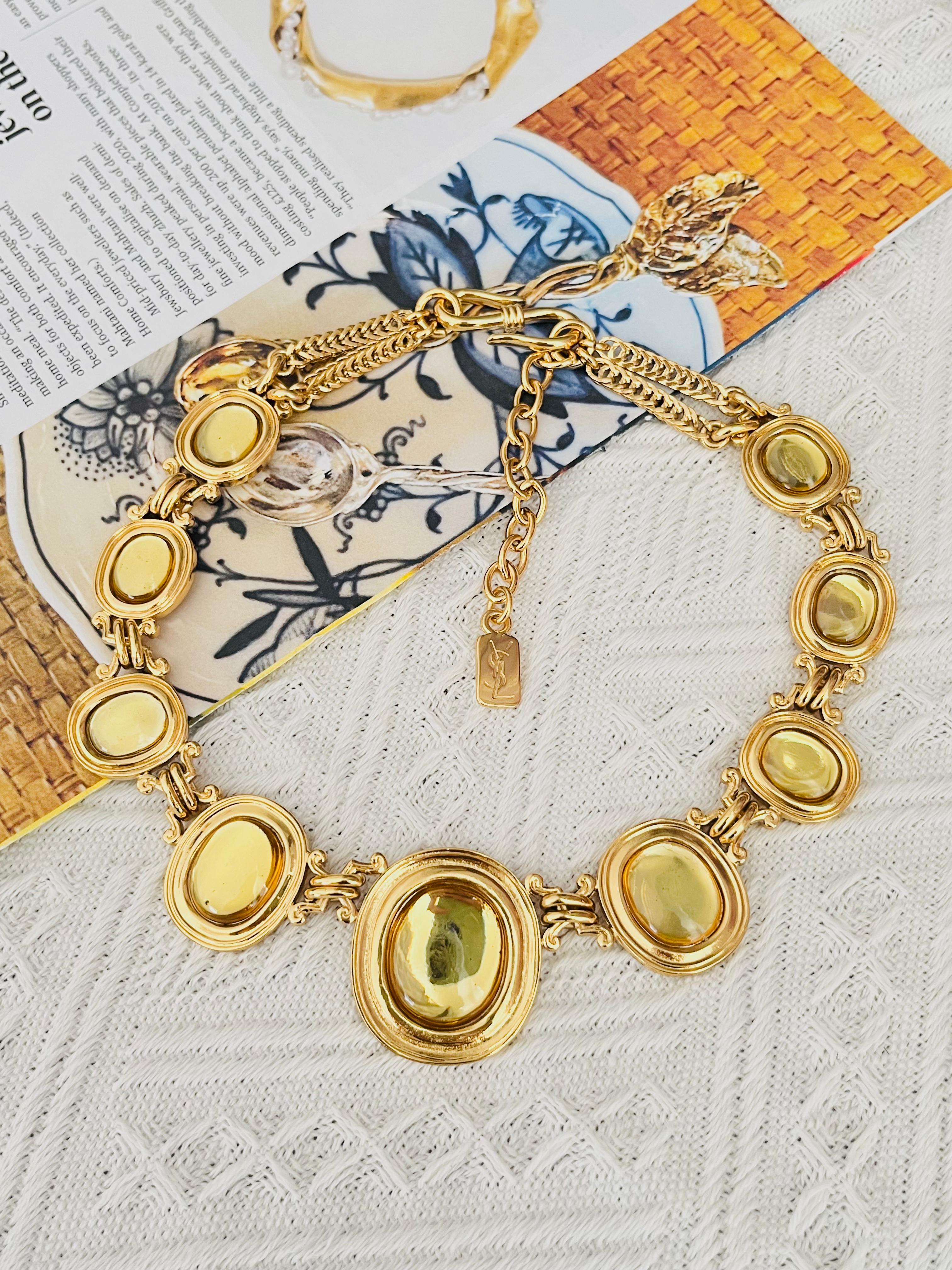 Yves Saint Laurent YSL Collana Gripoix Citrino Topazio Ovale Cabochon Cristallo In condizioni ottime in vendita a Wokingham, England