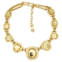 Yves Saint Laurent YSL Gripoix Citrine Topaz Oval Cabochon Crystal Necklace
