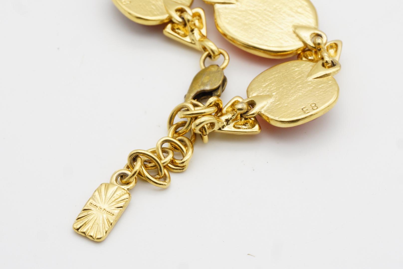 Yves Saint Laurent YSL Gripoix Collier de cristaux orange ovale cabochon triangulaire en vente 8